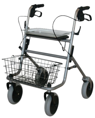 ROLLATOR standard mit Korb und Tablett silber