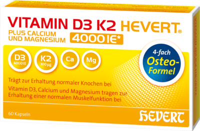 VITAMIN D3 K2 Hevert plus Ca Mg 4000 IE/2 Kapseln